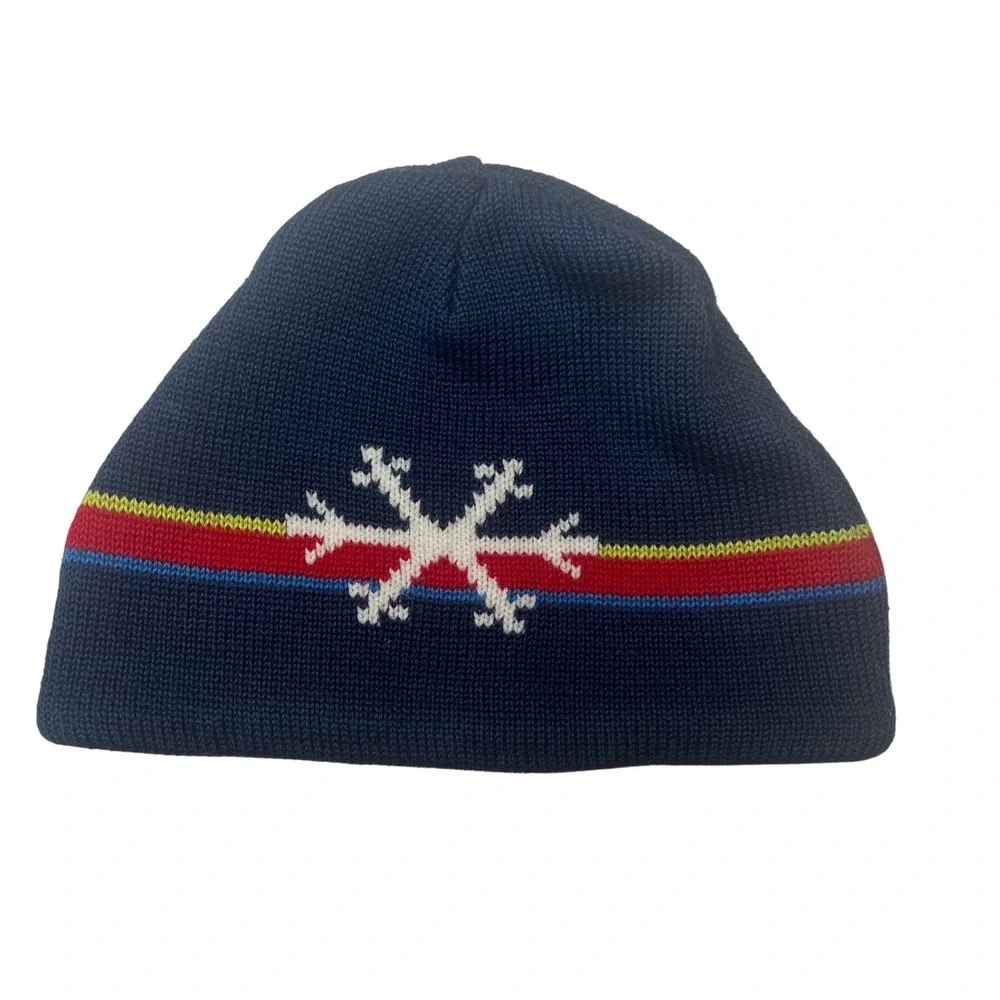Gymboree Kids Snowflake Beanie Hat Navy Blue Acrylic Wool‎ Blend M L
